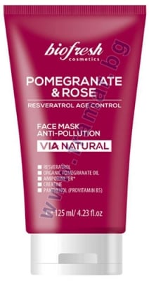 БИОФРЕШ VIA NATURAL POMEGRANATE & ROSE ПОЧИСТВАЩА МАСКА ЗА ЛИЦЕ 125 мл