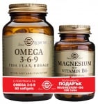 Solgar Omega 3-6-9 60 capsules + Magnesium with Vitamin B6 100 tablets / Солгар комплект Омега 3-6-9 60 капсули + Магнезий с Витамин Б6 100 таблетки